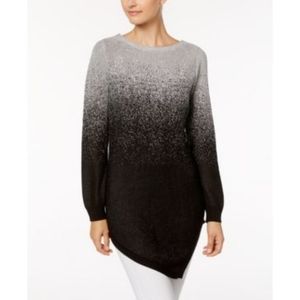 NY Collection, Silver Black Ombre Women's Asymmetrical,  Tunic
